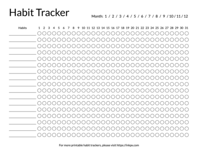 Printable Simple Checkbox Style Daily/Monthly Habit Tracker