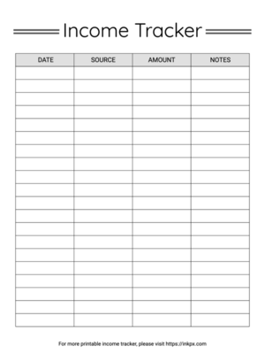 Printable Simple Table Style Income Tracker