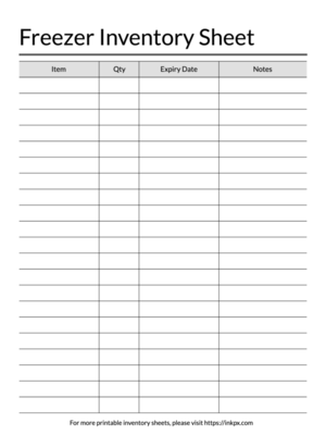 Printable Simple Table Style Freezer Inventory Sheet