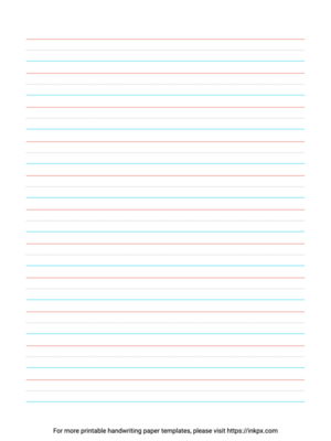 Free Printable Red and Blue Kindergarten Writing Paper Template
