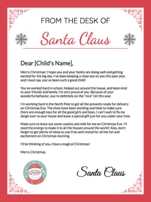 Free Printable Letter From Santa Templates