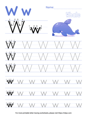 Free Printable Colorful Letter W Tracing Worksheet