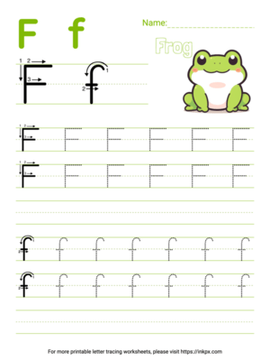 Free Printable Colorful Letter F Tracing Worksheet with Blank Lines