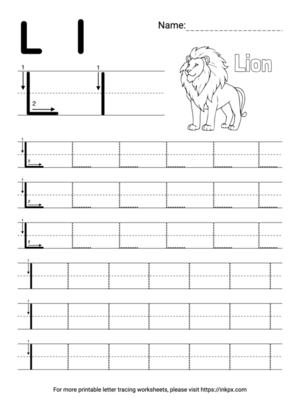 Free Printable Simple Letter L Tracing Worksheet