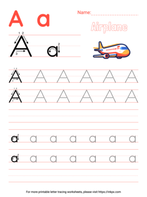 Free Printable Colorful Letter A Tracing Worksheet with Blank Lines