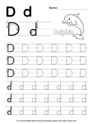 Free Printable Simple Letter D Tracing Worksheet