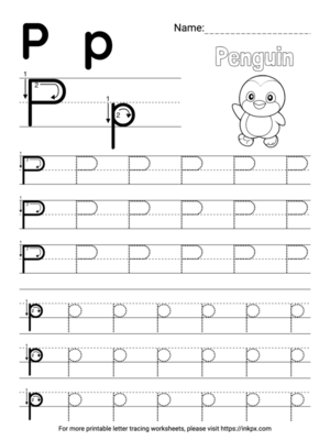 Free Printable Simple Letter P Tracing Worksheet