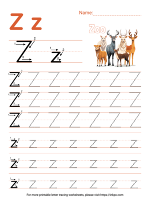 Free Printable Colorful Letter Z Tracing Worksheet
