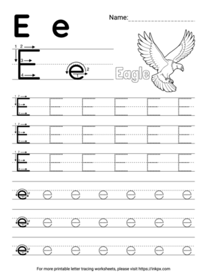 Free Printable Simple Letter E Tracing Worksheet