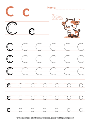 Free Printable Colorful Letter C Tracing Worksheet
