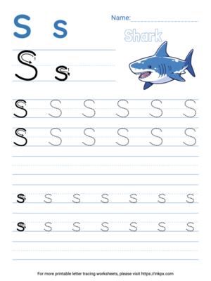 Free Printable Colorful Letter S Tracing Worksheet with Blank Lines