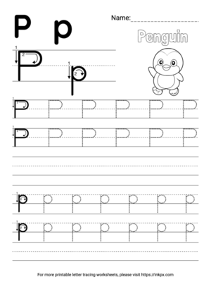 Free Printable Simple Letter P Tracing Worksheet with Blank Lines