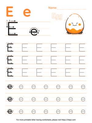 Free Printable Colorful Letter E Tracing Worksheet