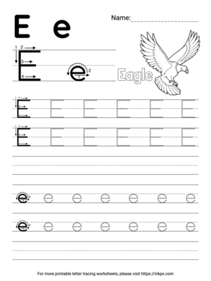 Free Printable Simple Letter E Tracing Worksheet with Blank Lines