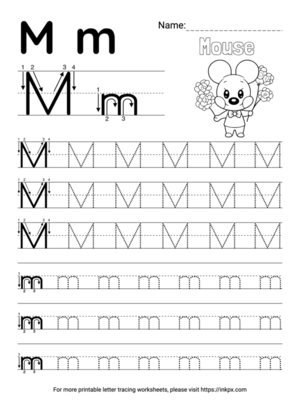 Free Printable Simple Letter M Tracing Worksheet