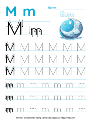 Free Printable Colorful Letter M Tracing Worksheet