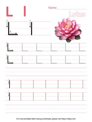 Free Printable Colorful Letter L Tracing Worksheet with Blank Lines