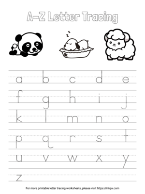 Free Printable Simple Lowercase A-Z Letter Tracing Worksheet