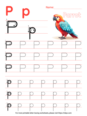 Free Printable Colorful Letter P Tracing Worksheet