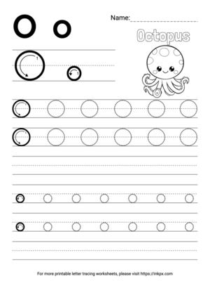 Free Printable Simple Letter O Tracing Worksheet with Blank Lines