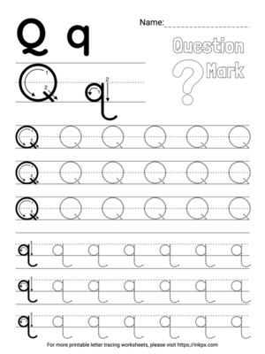 Free Printable Simple Letter Q Tracing Worksheet