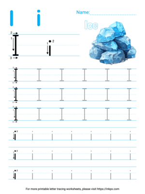 Free Printable Colorful Letter I Tracing Worksheet