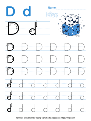 Free Printable Colorful Letter D Tracing Worksheet