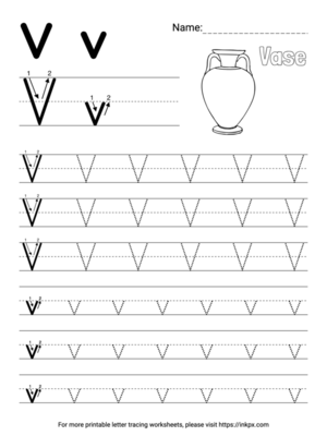 Free Printable Simple Letter V Tracing Worksheet
