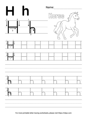 Printable Simple Letter H Tracing Worksheet with Blank Lines