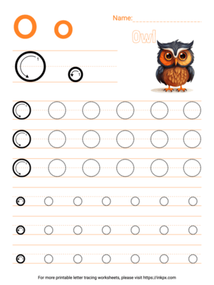 Free Printable Colorful Letter O Tracing Worksheet