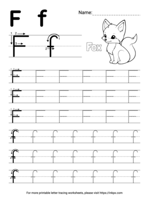 Free Printable Simple Letter F Tracing Worksheet