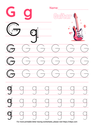 Free Printable Colorful Letter G Tracing Worksheet