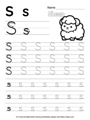 Free Printable Simple Letter S Tracing Worksheet