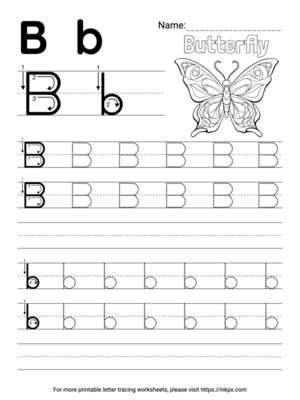 Free Printable Simple Letter B Tracing Worksheet with Blank Lines