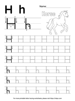 Free Printable Simple Letter H Tracing Worksheet
