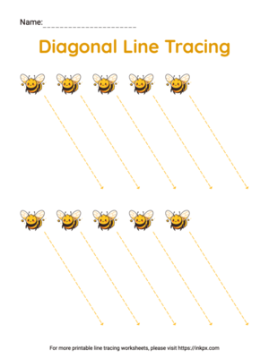 Free Printable Colorful (Right) Diagonal Line Tracing Worksheet