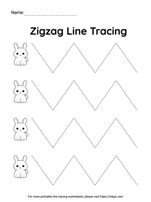 Free Printable Black and White Zigzag Line Tracing Worksheet