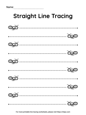 Printable Black and White (Two Side) Horizontal Line Tracing Worksheet