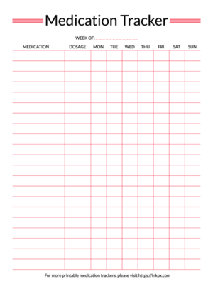Printable Colorful Open Border Weekly Medication Tracker
