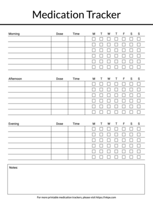 Free Printable Weekly Medication Log Template