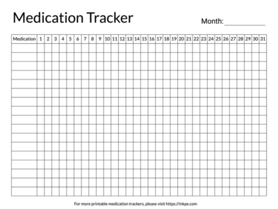 Printable Simple Table Style Monthly/Daily Medication Tracker