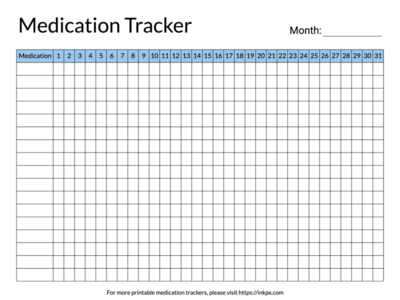 Printable Colorful Table Style Monthly/Daily Medication Tracker