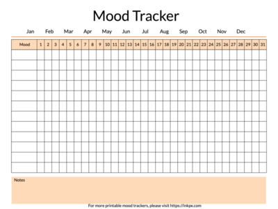 Printable Colored Table Style Monthly Mood Tracker