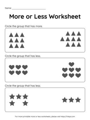 Free Printable Shape Counting More or Less Worksheet