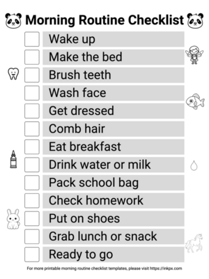 Free Printable Simple Daily Morning Routine Checklist for Kids