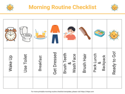 Free Printable Weekly/Daily Morning Routine Checklist for Kids