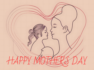 Editable Simple Line Art Mothers Day Card