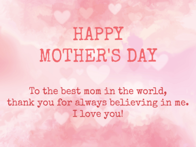 Editable Pink Heart Tender Mothers Day Card Template