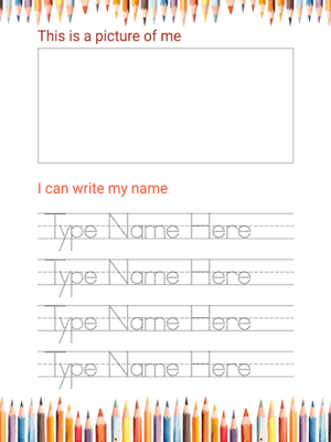 Free Printable and Editable Colorful Pencil Name Tracing Worksheet Template