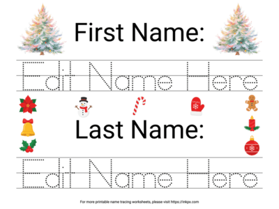 Free Editable Christmas Name Tracing Worksheet Template